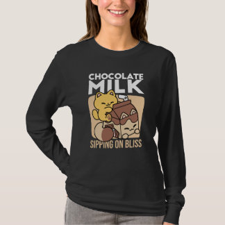 Camiseta Chocolate Milk Sipping on Bliss – Kawaii Cat Food