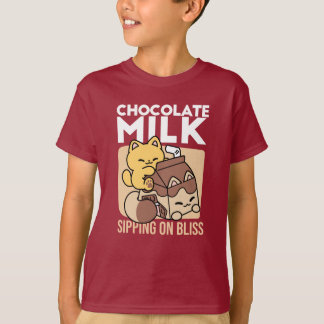 Camiseta Chocolate Milk Sipping on Bliss – Kawaii Cat Food