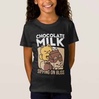 Camiseta Chocolate Milk Sipping on Bliss – Kawaii Cat Food