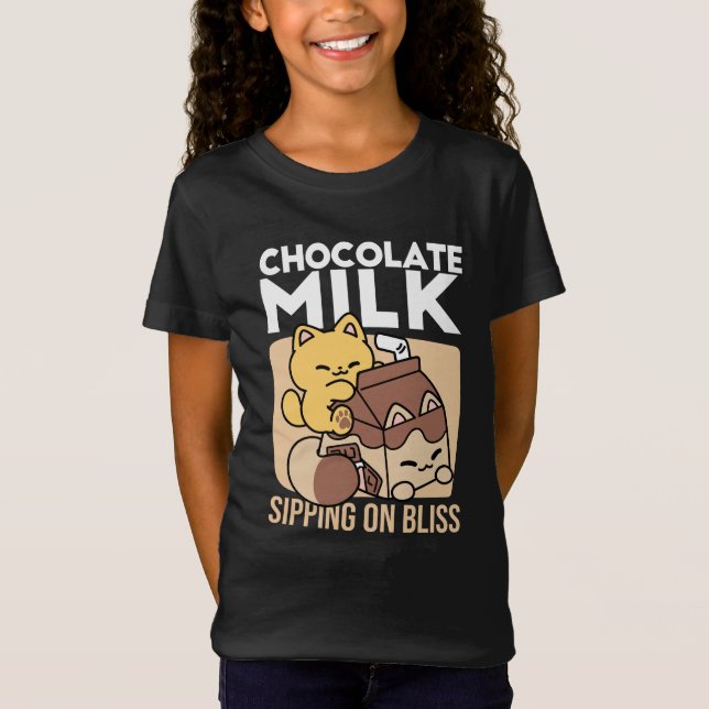 Camiseta Chocolate Milk Sipping on Bliss – Kawaii Cat Food  (Anverso)