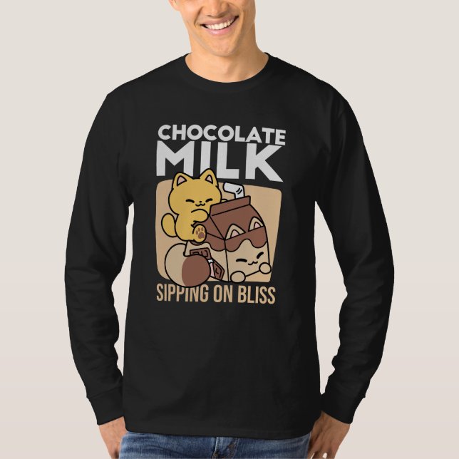 Camiseta Chocolate Milk Sipping on Bliss – Kawaii Cat Food  (Anverso)