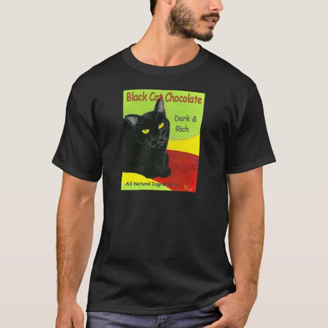 Camiseta Chocolate, oscuridad y ricos del gato negro (Anverso)