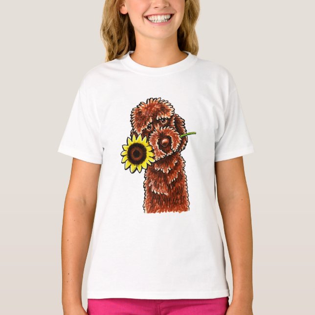 Camiseta Chocolate Sunny Labradoodle Off-Leash Art™ (Anverso)
