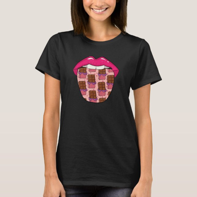 Camiseta Chocolate Tongue Chocoholic Choco Candy Bar Cocoa (Anverso)