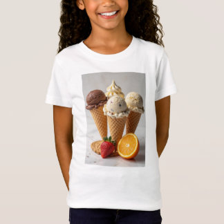 Camiseta chocolate, vainilla, fresa, galleta, hielo naranja