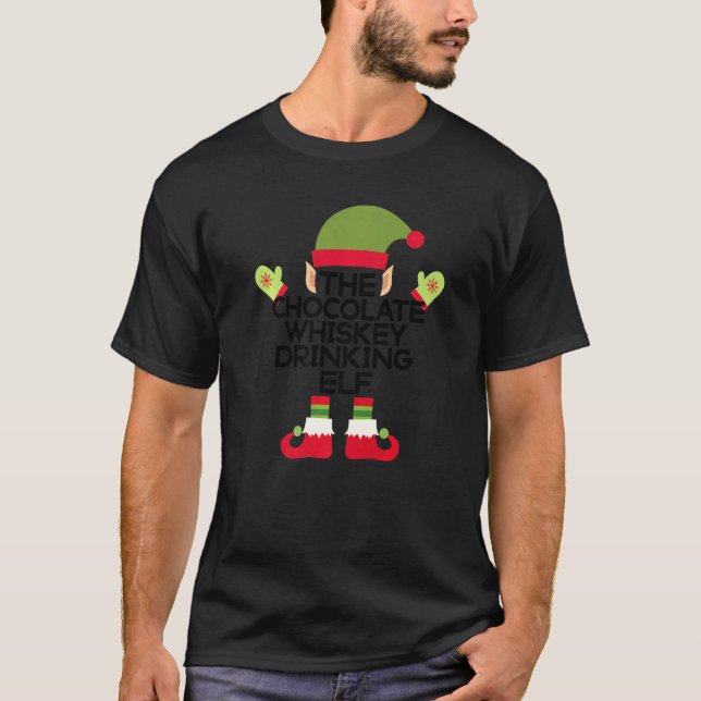 Camiseta Chocolate Whiskey Bebiendo Elf Funny Holiday S (Anverso)