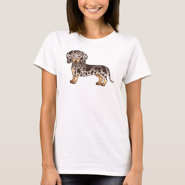 Camiseta Chocolate Y Tan Dapple Corto Pelo Dachshund Perro (Anverso)