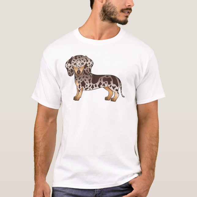 Camiseta Chocolate Y Tan Dapple Smooth Coat Dachshund Perro (Anverso)