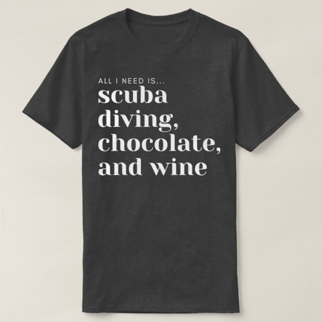 Camiseta Chocolate y vino de buceo Scuba (Diseño del anverso)