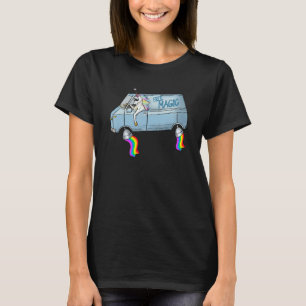 Camiseta Chofer de unicornio mágico gratuito volando arcoir