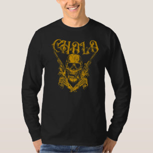 Camiseta Cholo Gangster Skull Con Pistolas Cruzadas 1