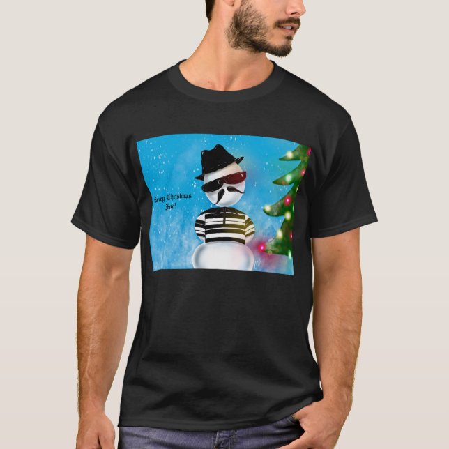 Camiseta Cholo Snowman para árbol de Navidad enciende nieve (Anverso)