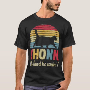 Camiseta Chonk, Oh lawd he comin chonk cat retro T-Shirt