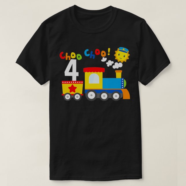 Camiseta Choo Choo 4º cumpleaños fiesta de cumpleaños de 4  (Diseño del anverso)