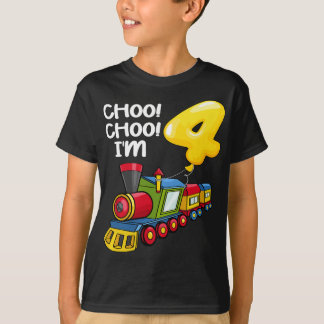 Camiseta Choo Choo Tengo 4 Años de Locomotora Niños Tren 4t