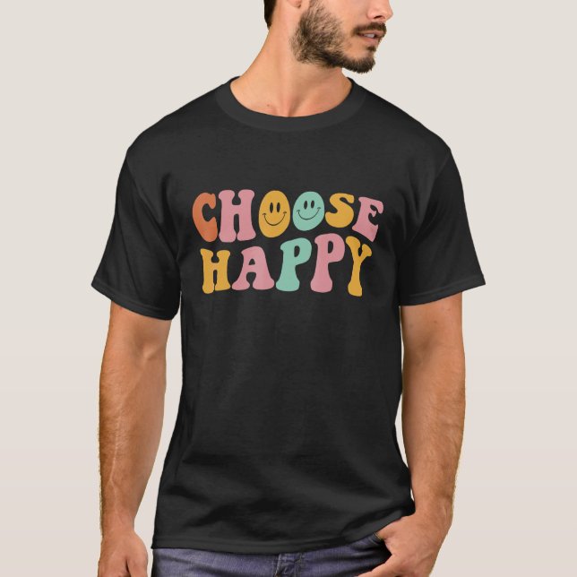 Camiseta Choose Happy Cute Smile Face Pastel Positive Aesth (Anverso)