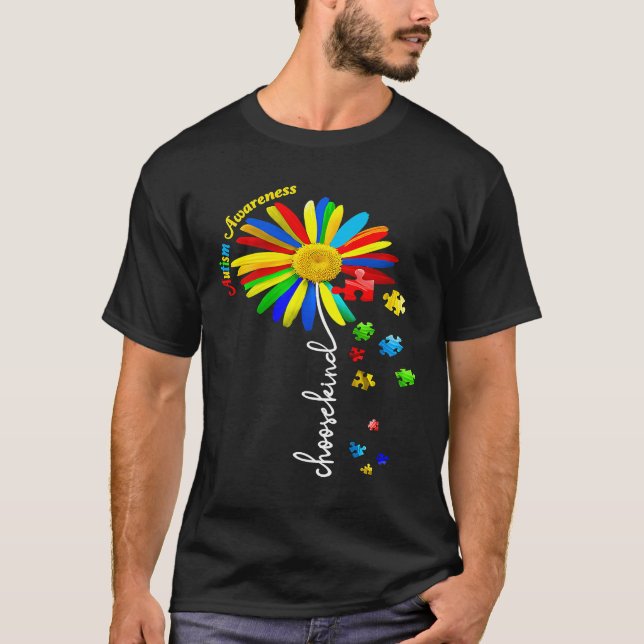 Camiseta Choose Kind Autism Awareness Sunflower Mom Women K (Anverso)