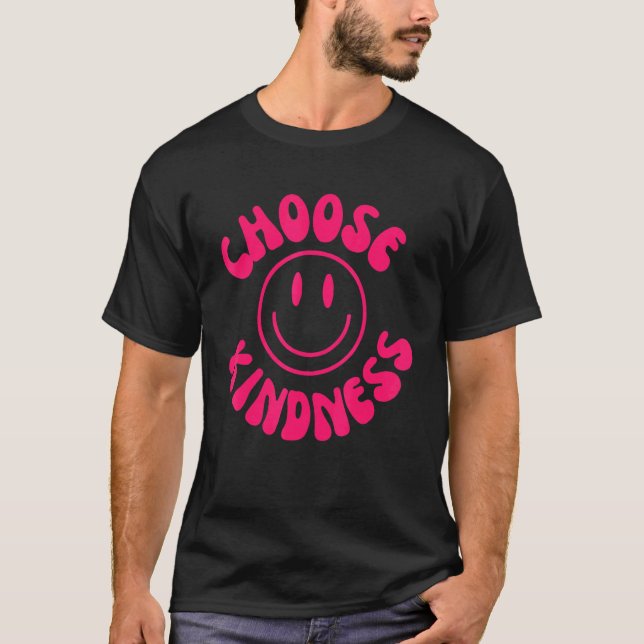 Camiseta Choose Kindness Pink Smile Face Preppy Aesthetic T (Anverso)