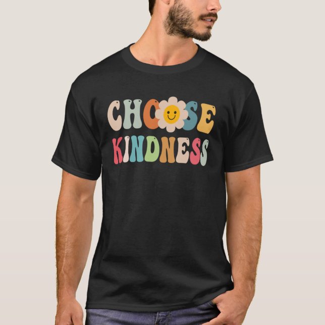 Camiseta Choose Kindness Retro Groovy Daisy Be Kind Inspira (Anverso)