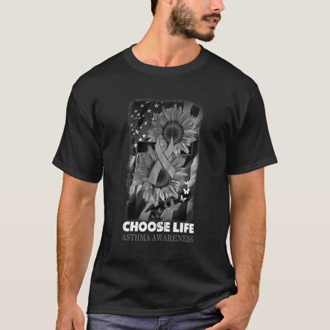Camiseta Choose Life Asthma Awareness Sumflower Grey (Anverso)