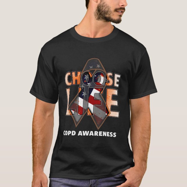 Camiseta Choose Life COPD Awareness American Flag (Anverso)