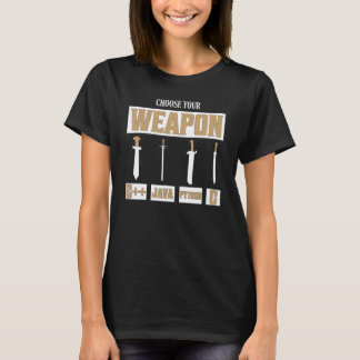 Camiseta Choose Your Weapon C++, Java, Python, C Programmer