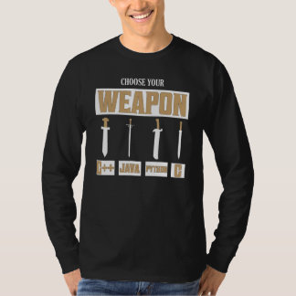 Camiseta Choose Your Weapon C++, Java, Python, C Programmer