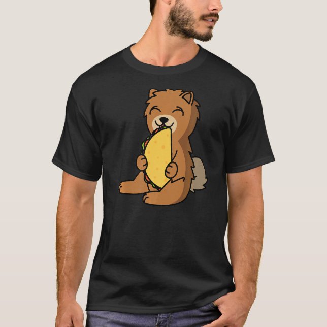 Camiseta Chow Chow Comiendo Un Taco Perro (Anverso)