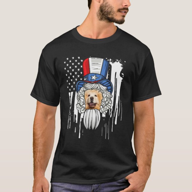 Camiseta Chow Chow Costume Patriotic 4th Of July American F (Anverso)
