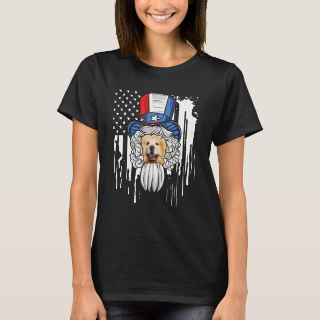 Camiseta Chow Chow Costume Patriotic 4th Of July American F (Anverso)