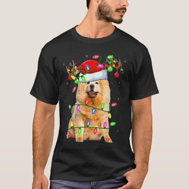Camiseta Chow Chow Dog Lover Xmas Lighting Santa Chow Chow  (Anverso)