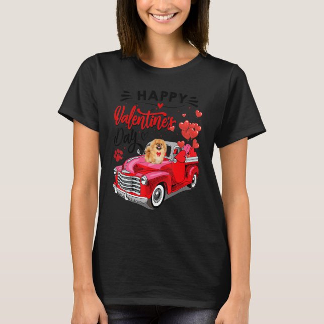 Camiseta Chow Chow Heart Red Truck Happy Valentine Day Dog (Anverso)