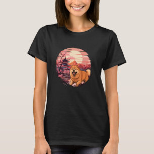 Camiseta Chow Chow japonés con la puesta de sol