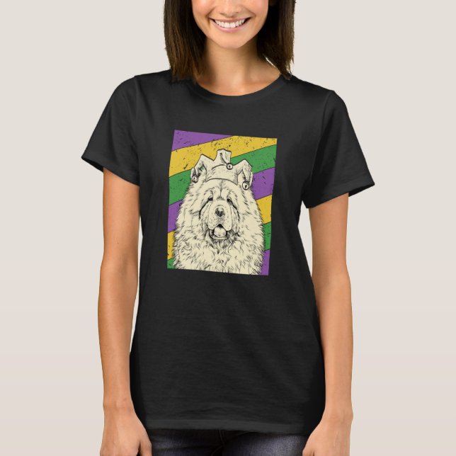 Camiseta Chow Chow Jester Mardi Gras Dog Mom or Dad (Anverso)