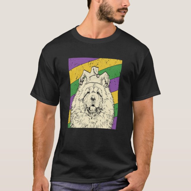 Camiseta Chow Chow Jester Mardi Gras Dog Mom or Dad (Anverso)