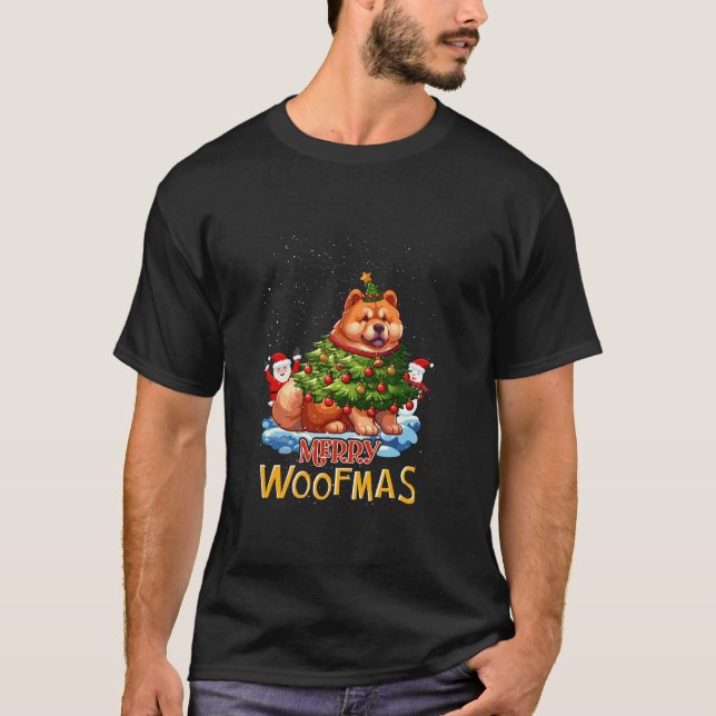 Camiseta Chow Chow Merry Christmas Tree Ilumina al perro X  (Anverso)