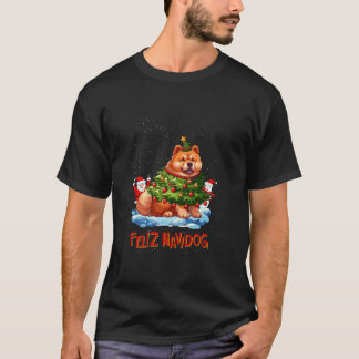 Camiseta Chow Chow Merry Christmas Tree Ilumina al perro X