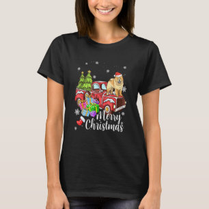 Camiseta Chow Chow Montando Camión Rojo Navidad Feliz Navid