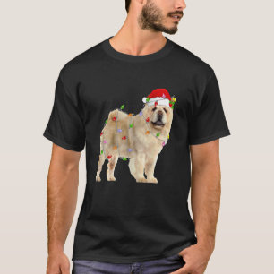Camiseta Chow Chow Navidad Sombrero de Santa Luces Perro Di