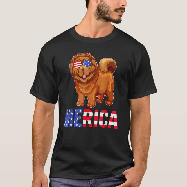 Camiseta Chow Chow Perro 4 De Julio Merica Perro Sunglass A (Anverso)