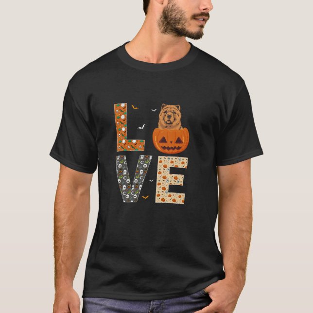 Camiseta Chow Chow Perro Ama A Los Niños Chicas Halloween G (Anverso)