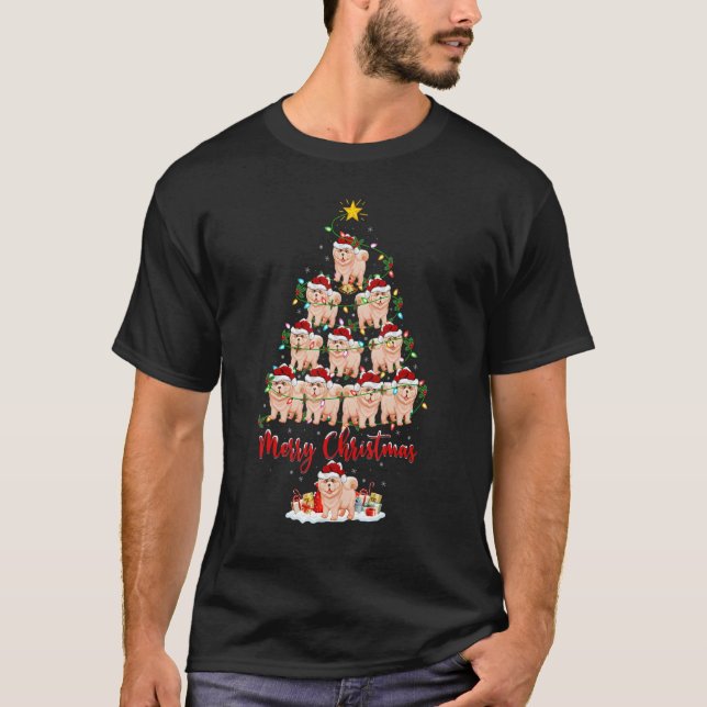 Camiseta Chow Chow Perro Árbol de Navidad Ilumina Chow Xma (Anverso)