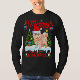 Camiseta Chow Chow Perro ilumina el árbol de Navidad Santa
