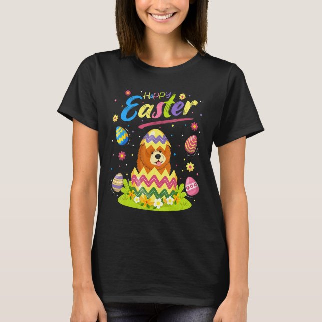 Camiseta Chow Chow Perro Pascua Huevo Chow Chow Feliz Pascu (Anverso)