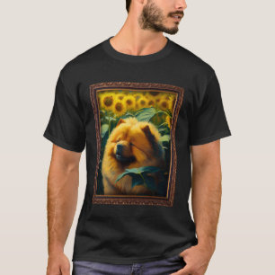 Camiseta Chow Chow Pintando Flor De Girasol Mamá Flor Flor