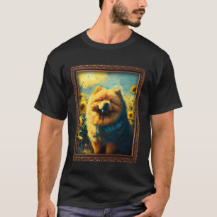 Camiseta Chow Chow Pintando Flor De Girasol Mamá Flor Flor 