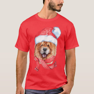 Camiseta Chow Chow Santa Hat Red Scarf Cute Dog Lover Chris