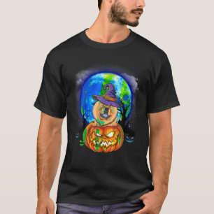 Camiseta Chow Chow Witch Moon Pumpkin Scary Halloween Dog L