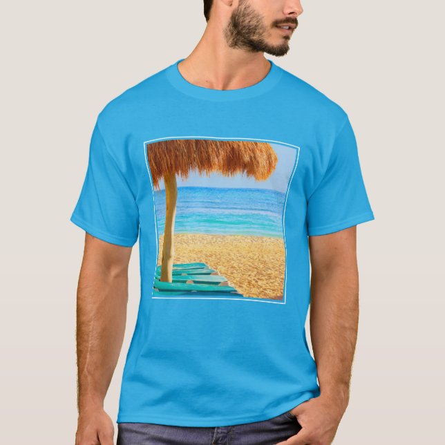Camiseta Choza y ociosos de la hierba en la playa (Anverso)