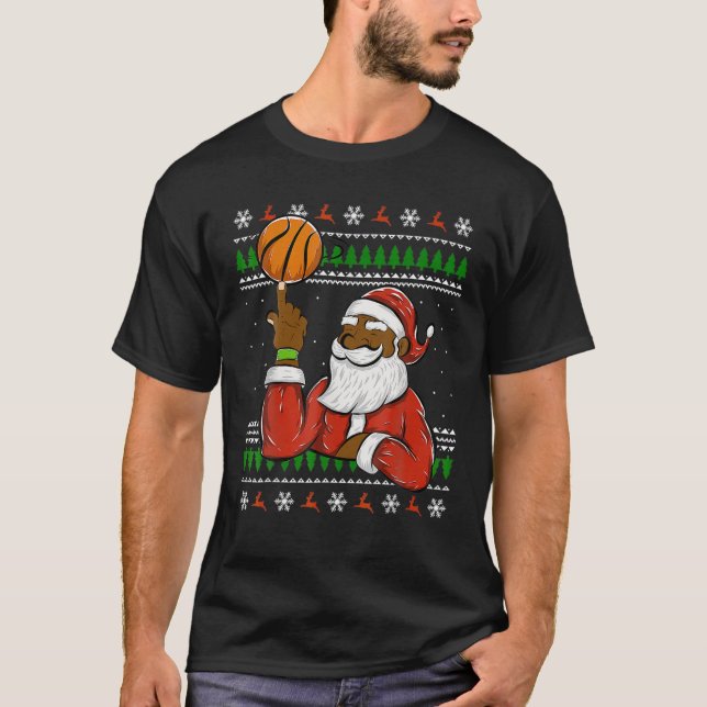 Camiseta Chris feo del baloncesto afroamericano Santa Claus (Anverso)